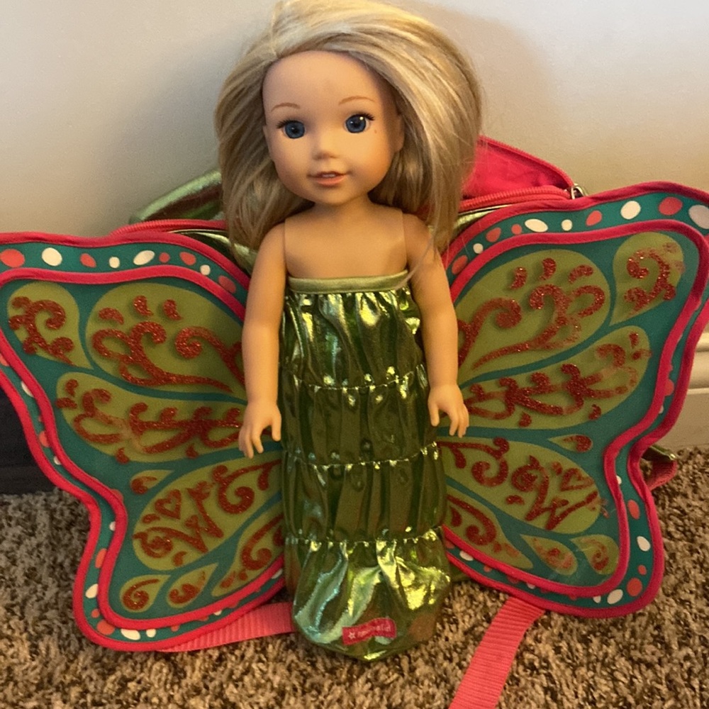 Wellie Wisher Doll and backpack